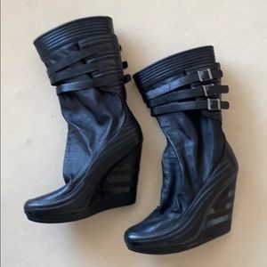 Y-3 Leathee wedge boots